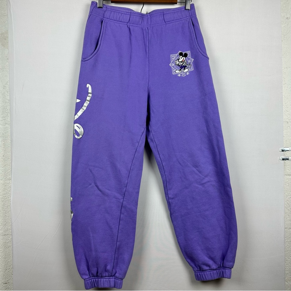 DISNEY PARKS 100 Years Of Wonder Embroidered Drawstring Joggers Lavender Adult - Picture 3 of 12